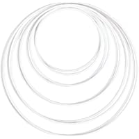 Rayher 25212102 Aros de metal blancos en 5 tamaños- 3 mm grosor- 10 unidades. Aros para manualidades